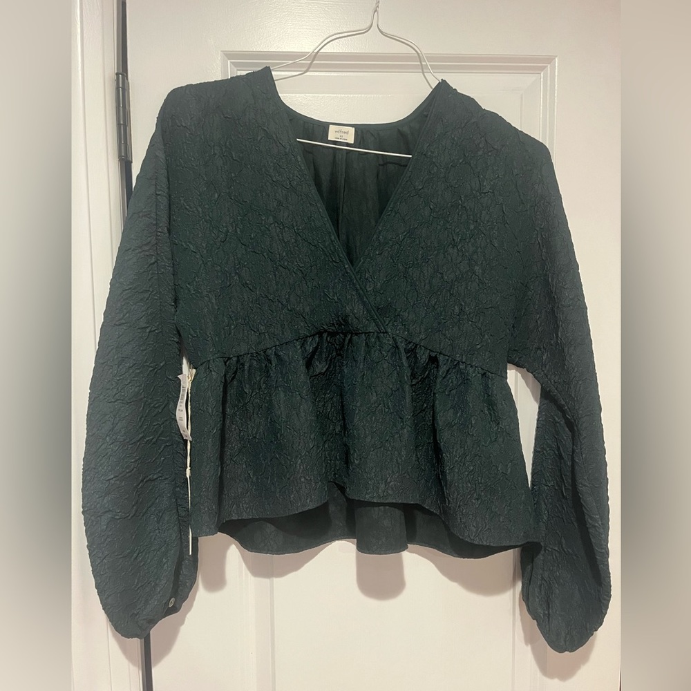 Wilfred Peplum Top in Scarab Green NWT